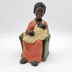 Resin Artist Sculpture A A Nursing Mother with Child Signed T.N.T. 460
